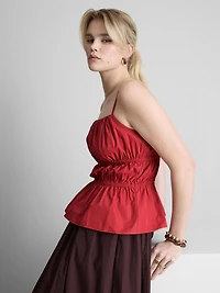 Ruched Cotton Poplin Cami Top