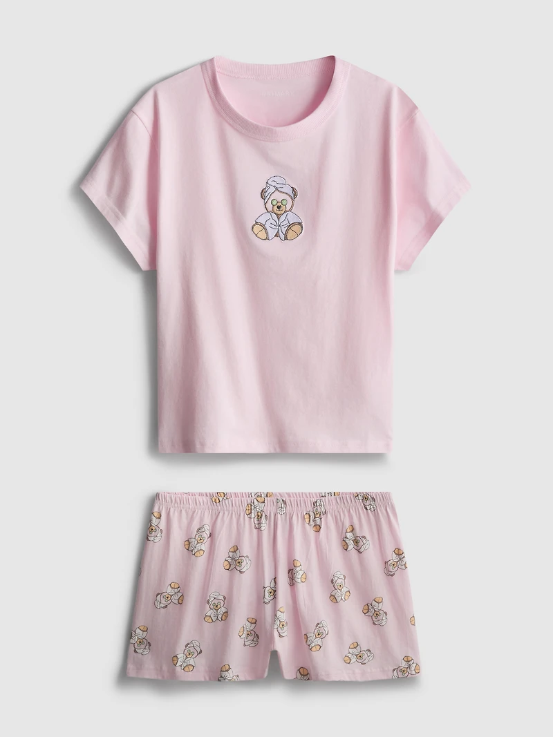 Cotton-Rich Printed Shorty Pajamas