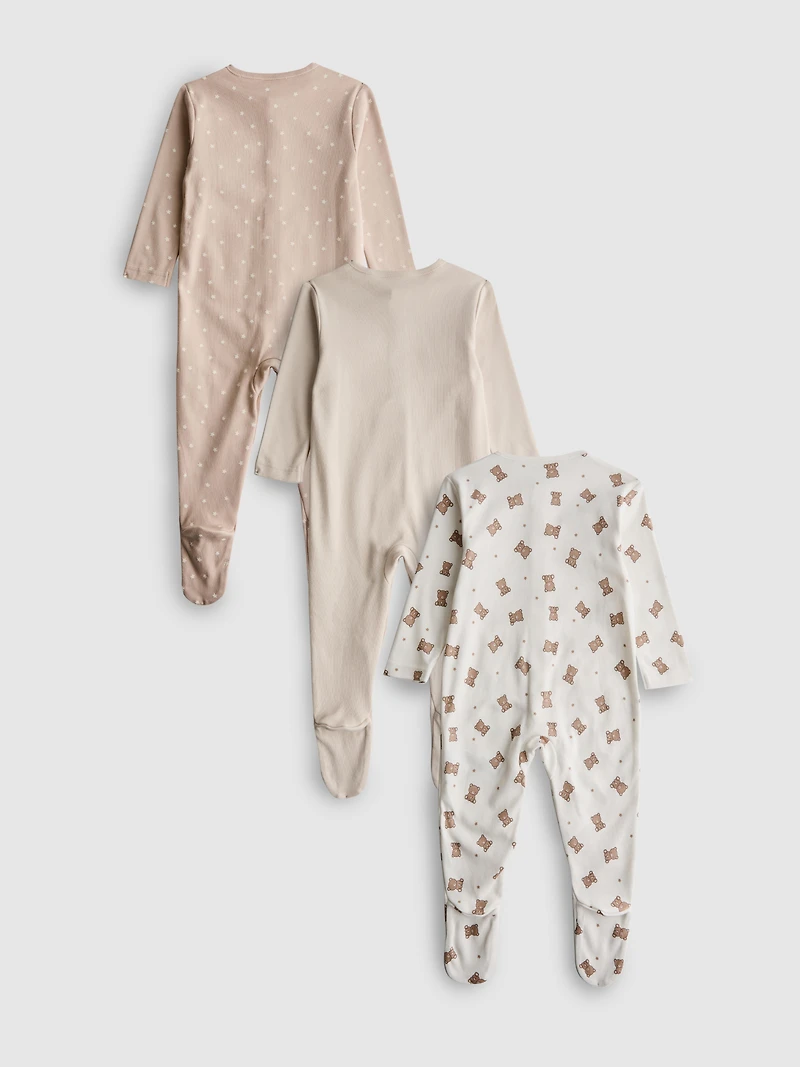 0-25mths | 3pk Bear Print Newborn Sleepers