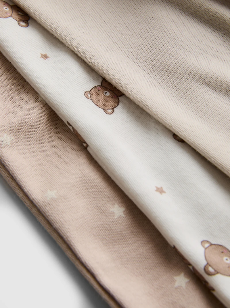 0-25mths | 3pk Bear Print Newborn Sleepers