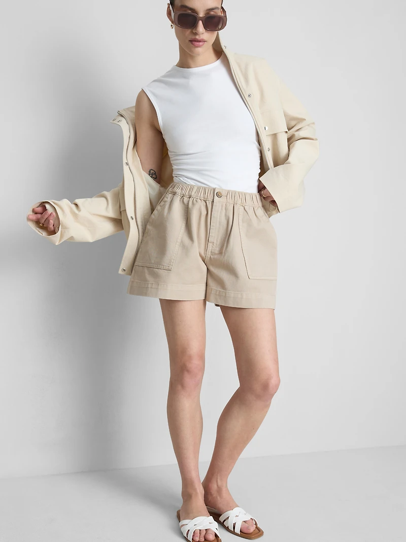 Cotton Denim Utility Shorts