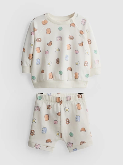 0-18mths | Food Graphic Sweatshirt and Shorts Set