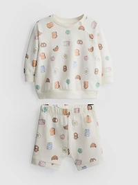 0-18mths | Food Graphic Sweatshirt and Shorts Set