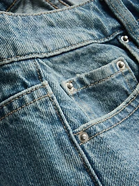 Cotton Denim Mini Shorts