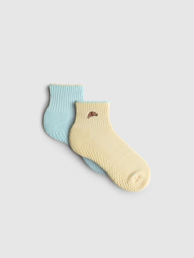 2pk Croissant Yoga Socks