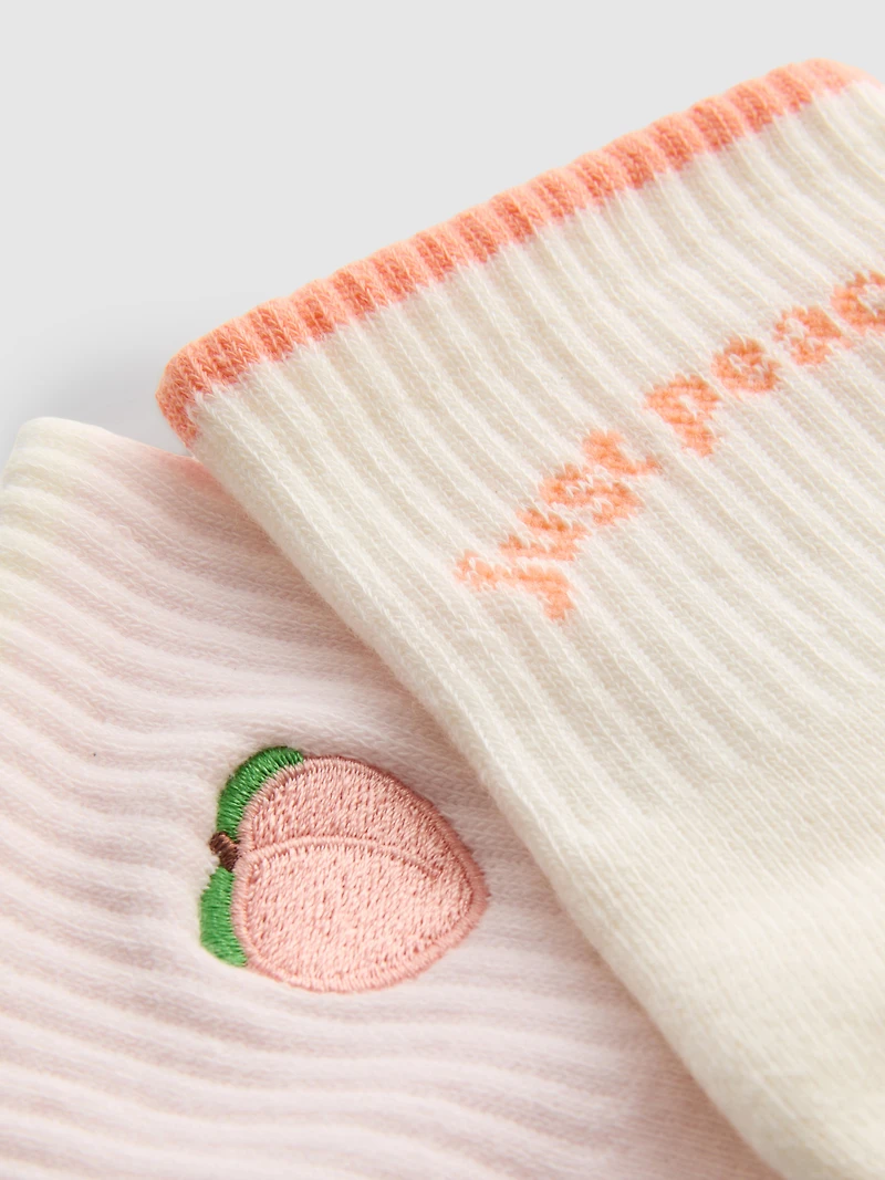 2pk Cotton Rich Quarter Crew Peach Yoga Socks