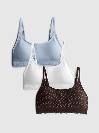 3pk Seamless Lace-Trim Bralette