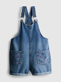 7-15yrs | Embroidered Denim Dungarees