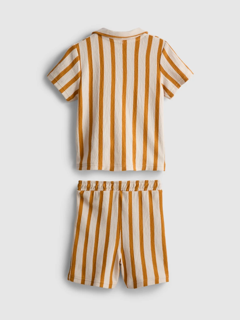 0-36mths | Stripe Textured Shirt and Shorts Set