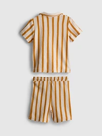 0-36mths | Stripe Textured Shirt and Shorts Set