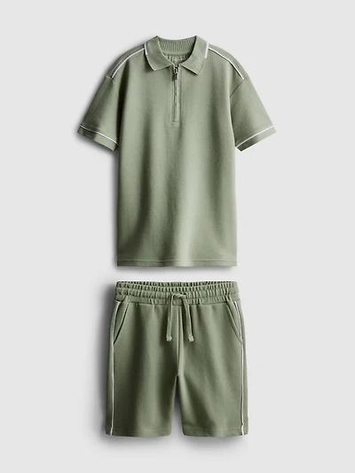 7-15yrs | Textured Polo Shirt and Shorts Set