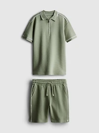7-15yrs | Textured Polo Shirt and Shorts Set