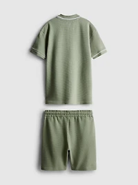 7-15yrs | Textured Polo Shirt and Shorts Set