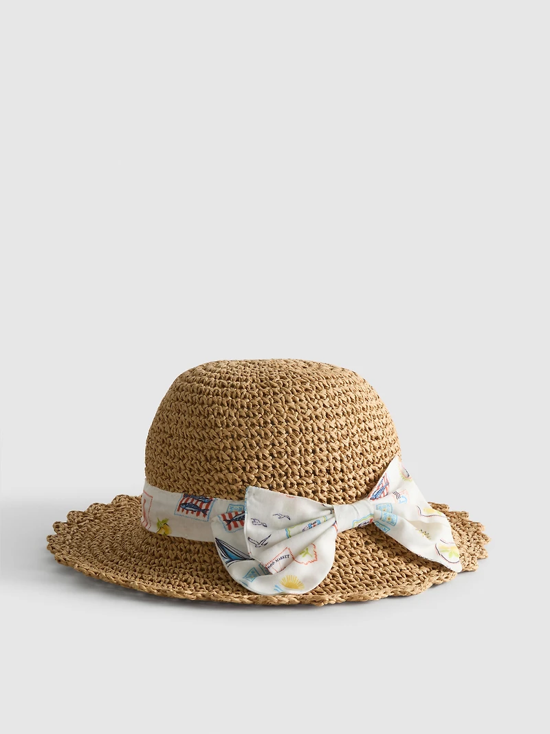 Scallop Trim Woven Hat