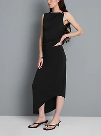Asymmetric Jersey Midi Skirt