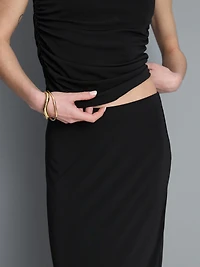 Asymmetric Jersey Midi Skirt