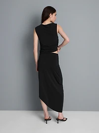 Asymmetric Jersey Midi Skirt