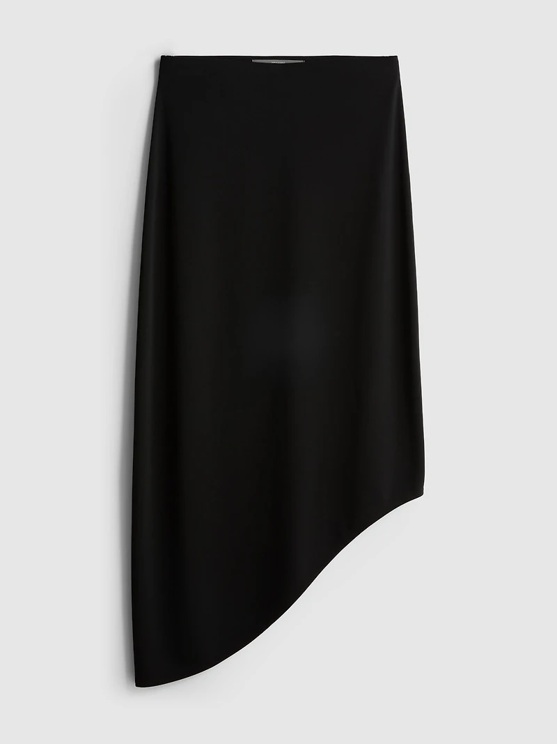 Asymmetric Jersey Midi Skirt