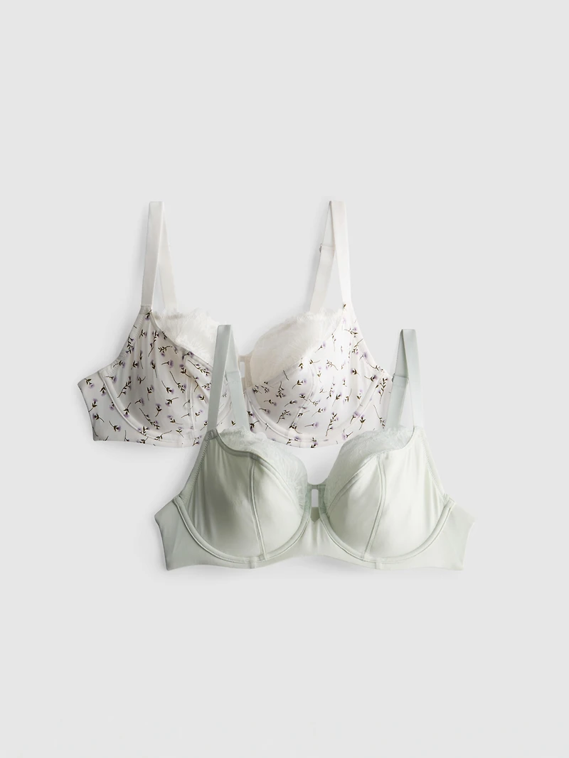 2pk D-H Underwired Printed Bras