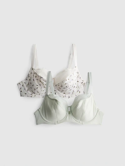 2pk D-H Underwired Printed Bras