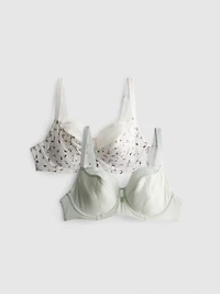 2pk D-H Underwired Printed Bras