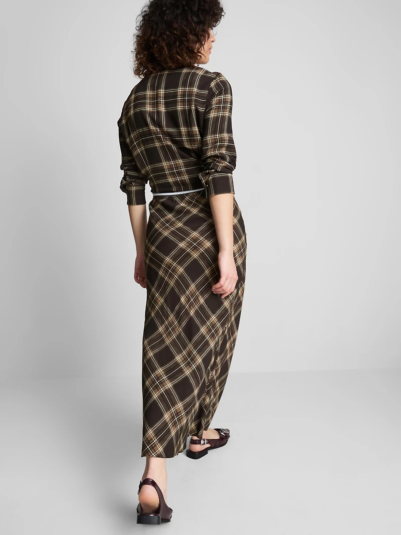 Plaid A-Line Maxi Skirt