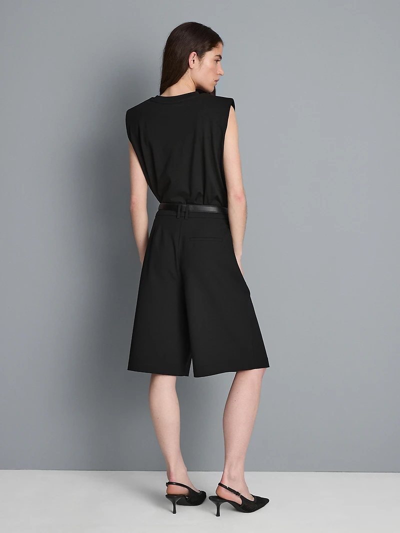 Sleeveless Padded-Shoulder Tee