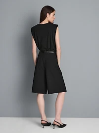 Sleeveless Padded-Shoulder Tee