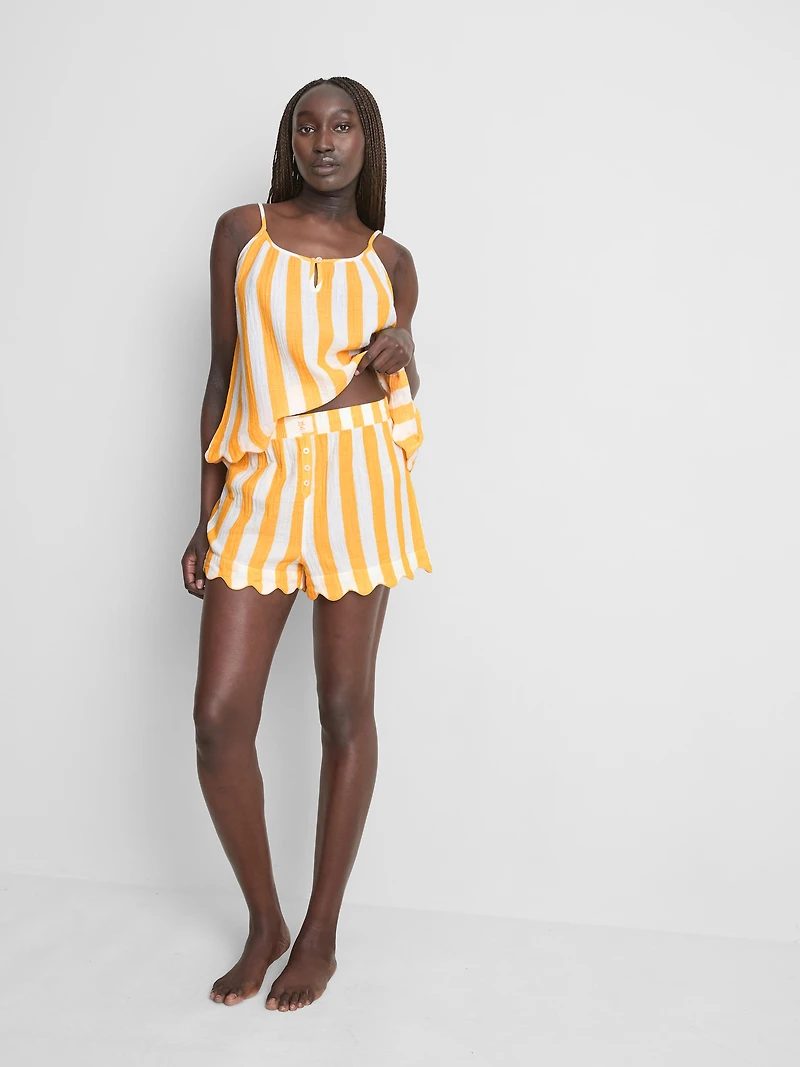 Love To Lounge Striped Ruffle Pajama Shorts