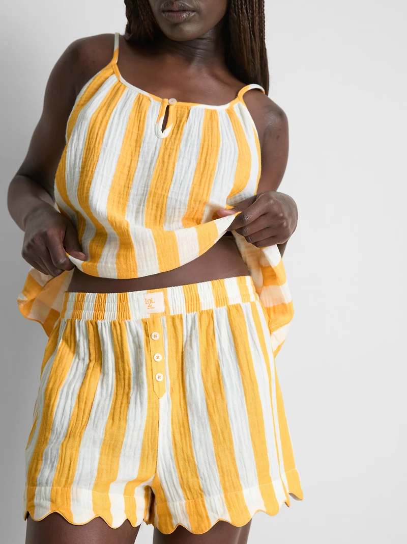 Love To Lounge Striped Ruffle Pajama Shorts
