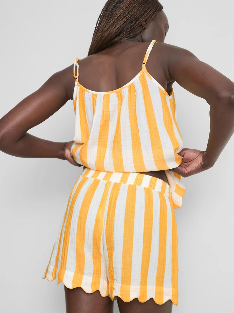 Love To Lounge Striped Ruffle Pajama Shorts
