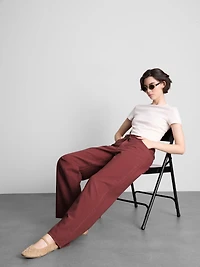 Cotton Straight Leg Beaded Pants