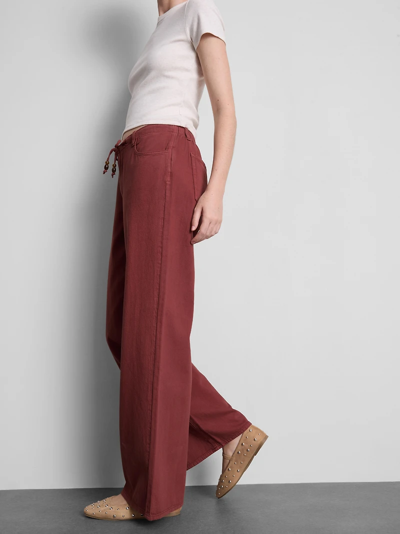 Cotton Straight Leg Beaded Pants