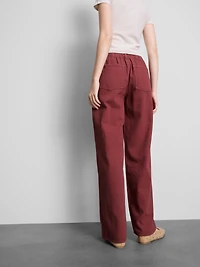 Cotton Straight Leg Beaded Pants
