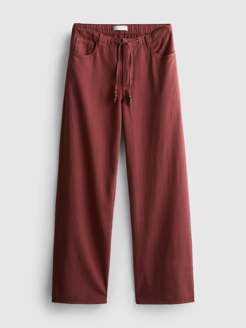 Cotton Straight Leg Beaded Pants