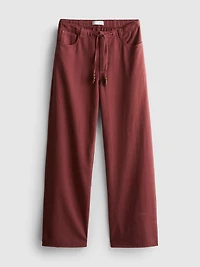 Cotton Straight Leg Beaded Pants