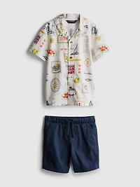 1.5-9yrs | Printed Shirt and Shorts Set