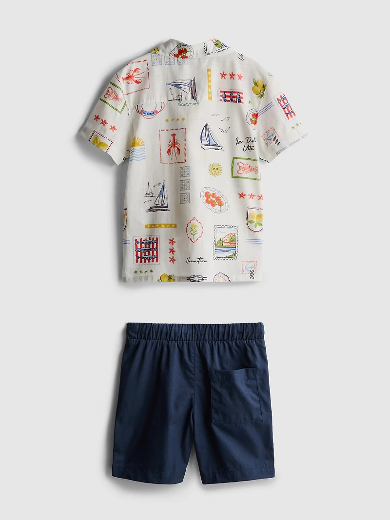 1.5-9yrs | Printed Shirt and Shorts Set