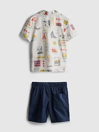 1.5-9yrs | Printed Shirt and Shorts Set