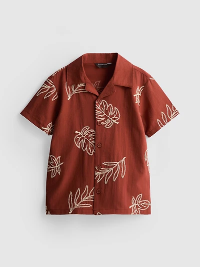 1.5-9yrs | Leaf Embroidered Shirt