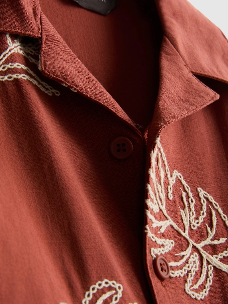 1.5-9yrs | Leaf Embroidered Shirt