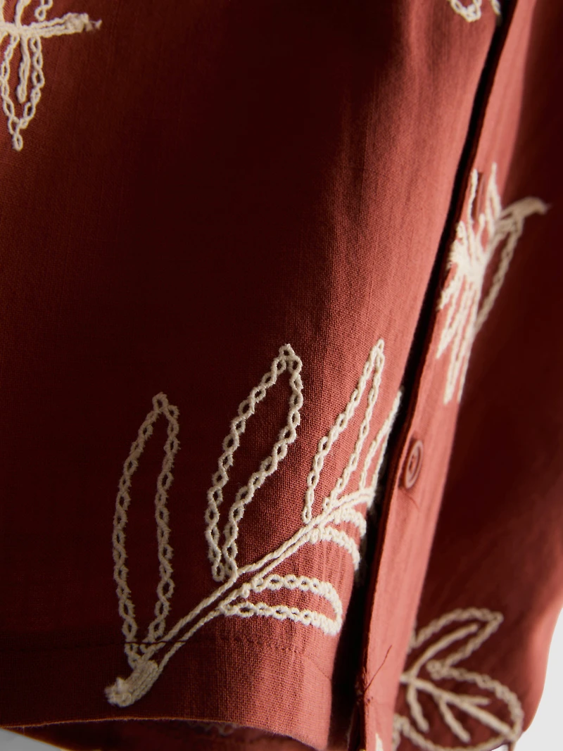 1.5-9yrs | Leaf Embroidered Shirt