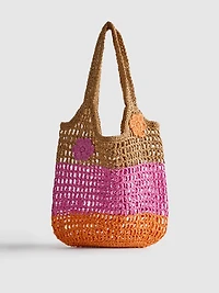 Flower Straw Shopper Bag