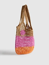 Flower Straw Shopper Bag