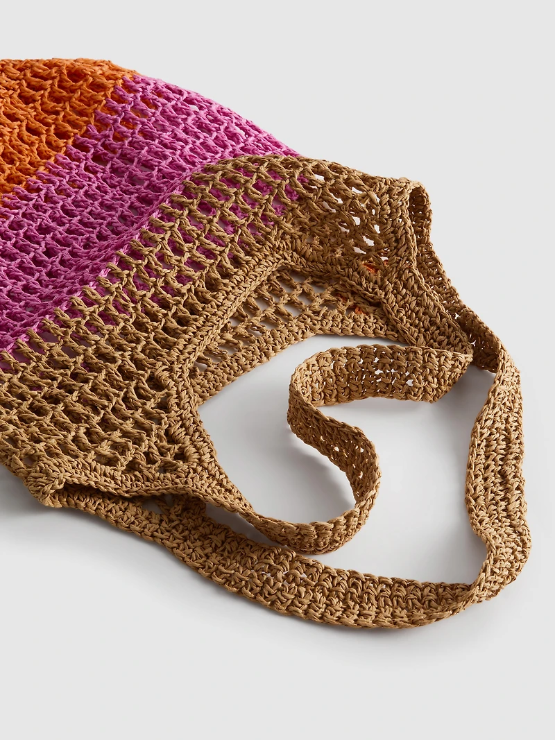Flower Straw Shopper Bag