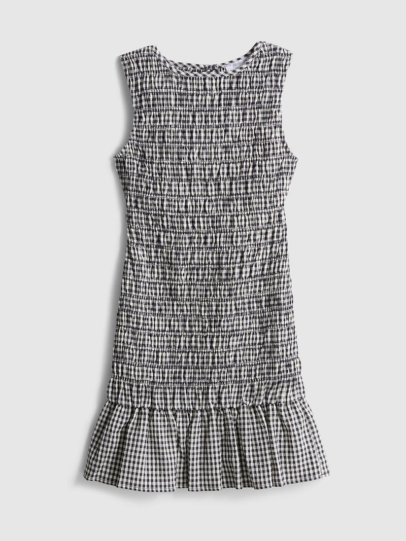7-15yrs | Shirred Gingham Sleeveless Dress