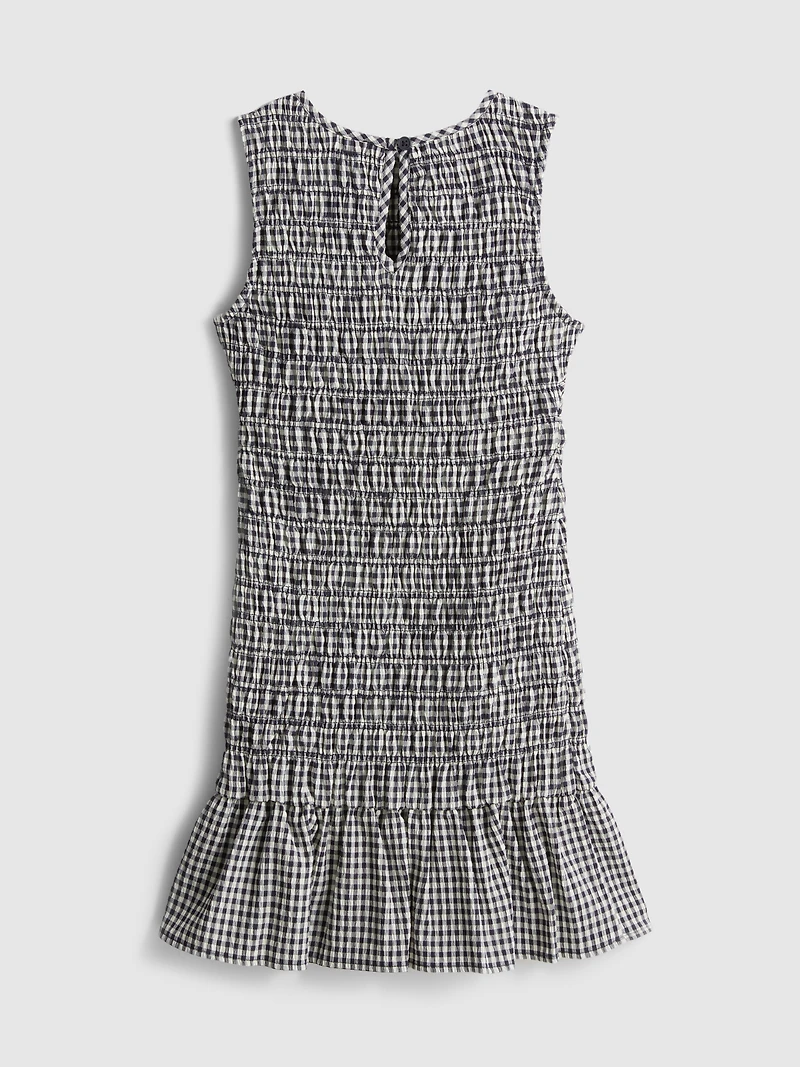 7-15yrs | Shirred Gingham Sleeveless Dress