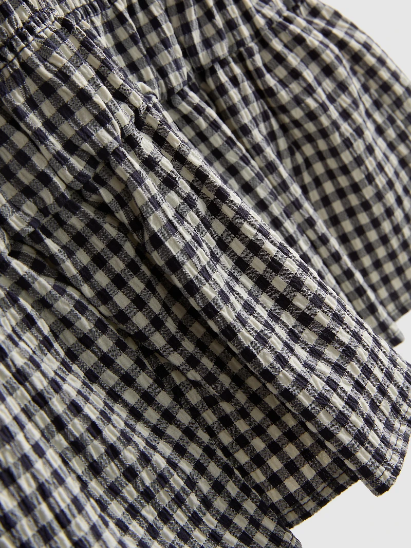 7-15yrs | Shirred Gingham Sleeveless Dress