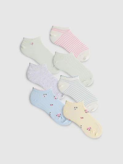 7pk Cotton-Rich Patterned Ankle Socks