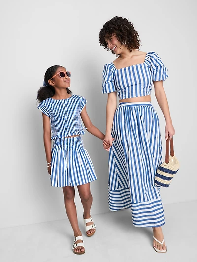 7-15yrs | Stripe Shirred Skirt